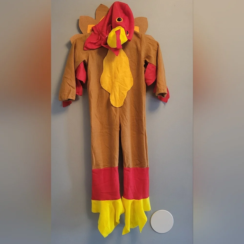 Kids Turkey Thanksgiving Costume Jumpsuit Hat Wings Outfit Fall Festival